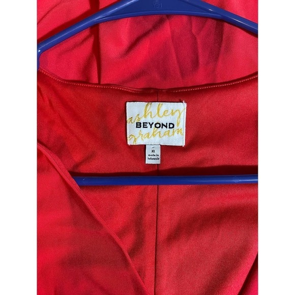 ASHLEY GRAHAM BEYOND Dress Faux Wrap Flutter Sleeve Flowy Plus Size Red … - Picture 4 of 7